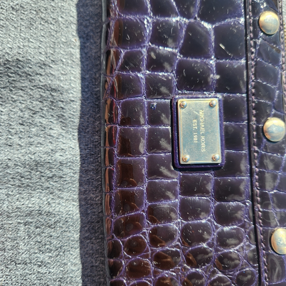Michael Kors Purple Embossed Wallet with Gold Accents - Picture 3 of 3